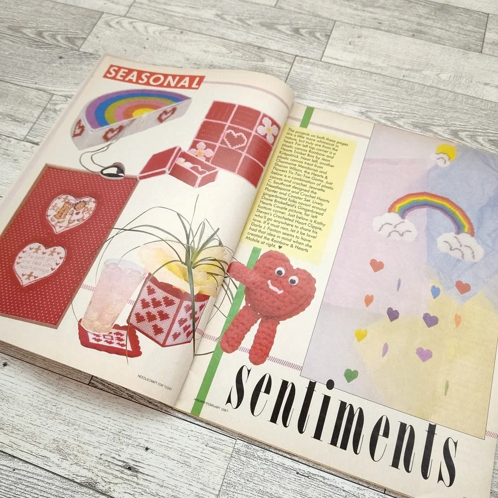 Needlecraft‎ For Today 1987 Retro 80s Rainbow Hearts Vintage Craft Magazine